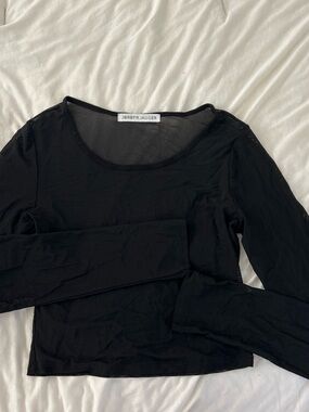Black Long-Sleeve Scoop Neck Tee